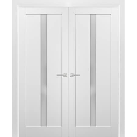 Sartodoors Double French Interior Door, 64" x 96", White QUADRO4112DD-WS-6496